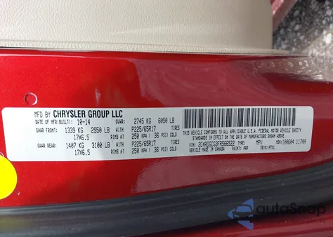 2015 Dodge Grand Caravan Sxt z USA, uszkodzony, nr VIN 2C4RDGCG3FR566522